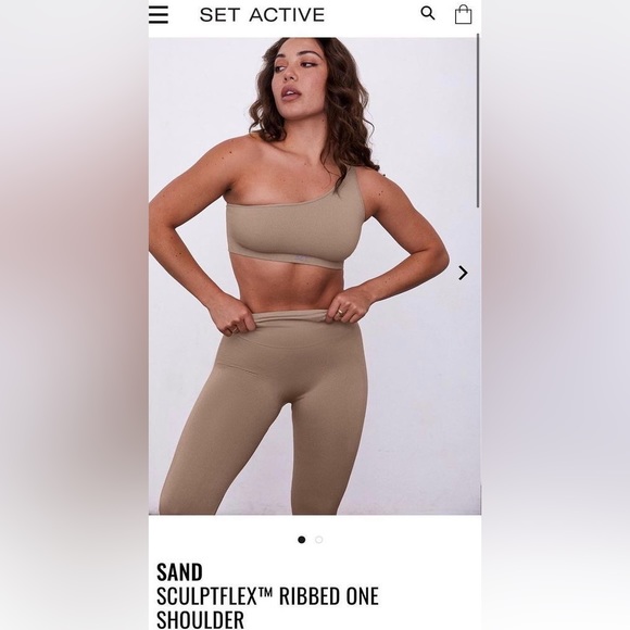 SetActive SCULPTFLEX® RIBBED ONE SHOULDER BRA & LEGGINGS - SET in Brown - Picture 4 of 4